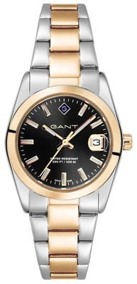 GANT Dames Everett Mini (28mm) zwarte wijzerplaat / tweekleurige roestvrijstalen band G186003