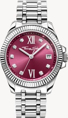 Thomas Sabo 神圣水晶（33毫米）勃艮第太阳纹表盘/不锈钢表链 WA0407-201-212-33