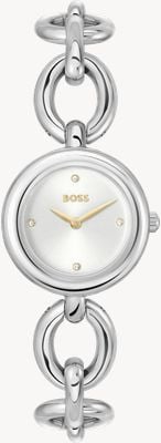 BOSS Live Chain Link (28 mm) silbernes Zifferblatt / Edelstahlarmband 1502791