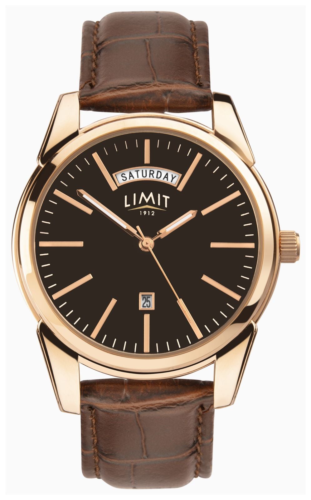 Limit DayDate Quartz 40mm Black Dial  Brown Croc Grain Watch
