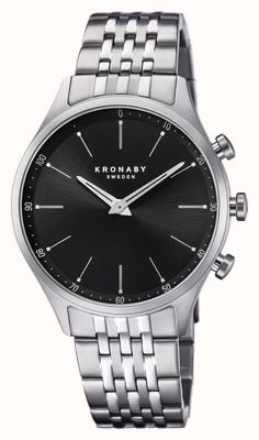 Kronaby Reloj inteligente híbrido de acero inoxidable para hombre con pulsera de acero S3777/3