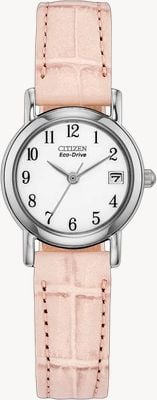 Citizen Eco-Drive Classic (23mm) White Dial / Pink Leather Strap EW1277-15A