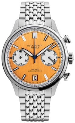 Duckworth Prestex Lostock Quarz-Chronograph (40 mm) oranges Sport-Zifferblatt / Edelstahlarmband D547-05 ST
