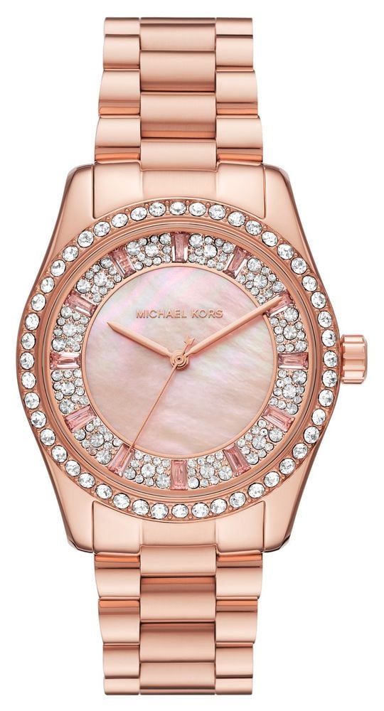 Michael Kors Women s Lexington 38mm Pink Mother of Pearl Dial Rose Gold Tone Stainless Steel Bracelet MK7444 James Moore Co. Jewellers of