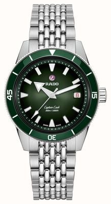 RADO Captain Cook Automatic (39 mm) groene wijzerplaat met kleurverloop / roestvrijstalen armband met rijstkorrelmotief R32223313