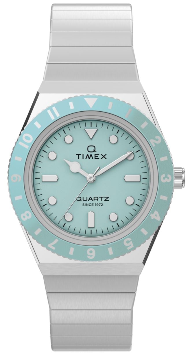 Timex Q Timex Mini 30mm Ice Blue Dial  Stainless Steel Watch