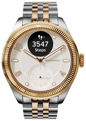 Withings Scanwatch Nova Brilliant Hybrid-Smartwatch (39 mm) Sandfarbenes Hybrid-Zifferblatt / Edelstahlarmband HWA10-MODEL 11-ALL-INT