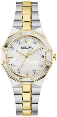 Bulova Esfera de nácar de cristal de cuarzo de prestigio (32 mm) / brazalete de acero inoxidable de dos tonos 98P234