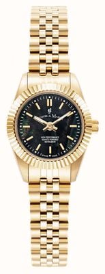 Jacques Du Manoir Mini Inspiration (22mm) Black Mother-of-Pearl Dial / Gold PVD Stainless Steel Bracelet JWL05104
