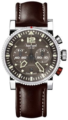 Hanhart PRIMUS Pilot Automatic Chronograph (44mm) Brown Dial / Dark Brown Leather Strap - M 740.280-0120