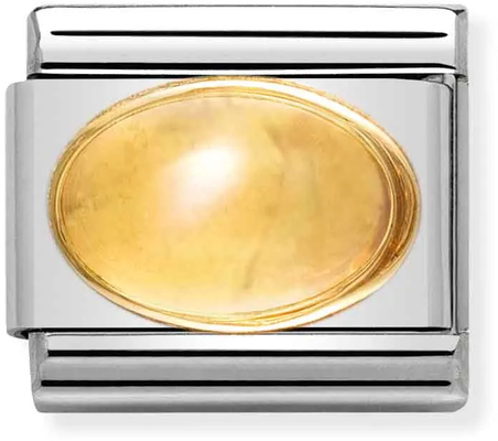 Nomination Classic OVAL STONES In Stainless Steel With 18ct Gold CITRINE Charm 030504/07