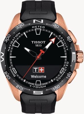 Tissot T-Touch Connect Solar-PVD-Titan (47,5 mm), schwarzes Zifferblatt / schwarzes Synthetikarmband T1214204705102