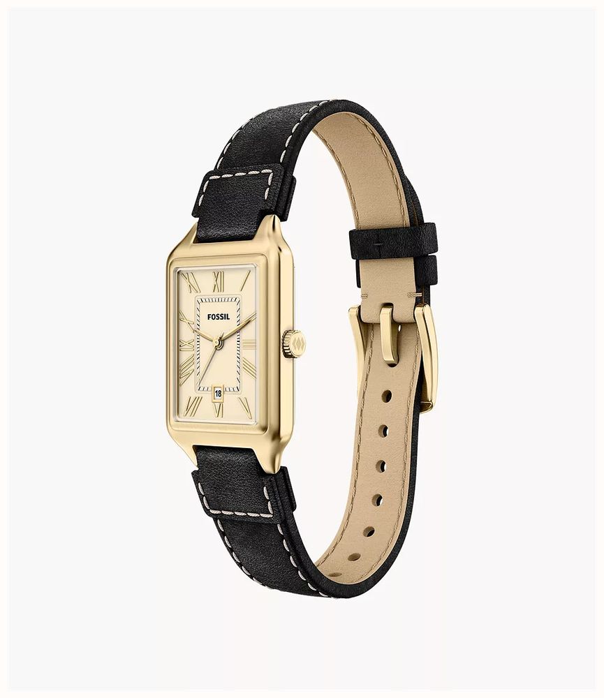 Fossil Raquel 23 mm Three-Hand Date Black Leather Fossil Watch ES5505 - vista alternativa 3