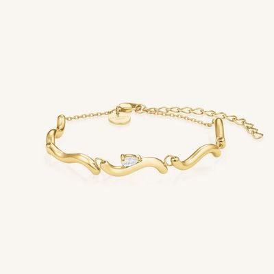 Rosefield Jewellery Drop Wave Gold Plated Bracelet JBDWG-J1305