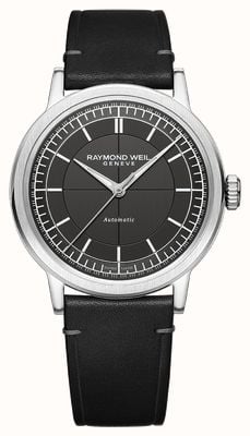 Raymond Weil Millesime automatique (39,5 mm) cadran noir / bracelet cuir de veau noir 2925-STC-60001