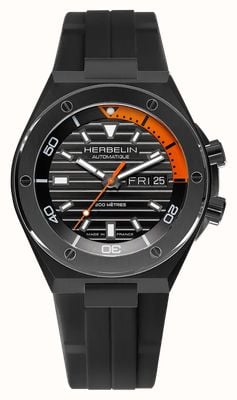 Herbelin Czapka Camarat Diver Automatic (42mm) czarna tarcza / czarny pasek z gumy FKM 1745N14CA