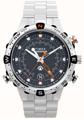 Timex Expedition Tide-Temp-Compass (45mm) Blue Dial / Stainless Steel Bracelet TW2Y12900