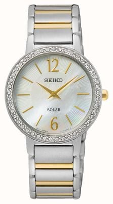 Seiko Feminino | mostrador madrepérola | pulseira de aço inoxidável de dois tons SUP469P1