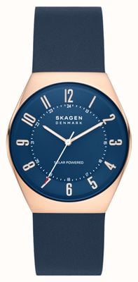 Skagen verde | mostrador azul | pulseira de couro azul SKW6834