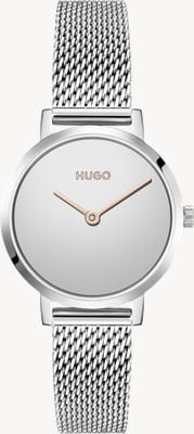 HUGO #cherish casual | cadran argenté | maille en acier inoxydable 1540084