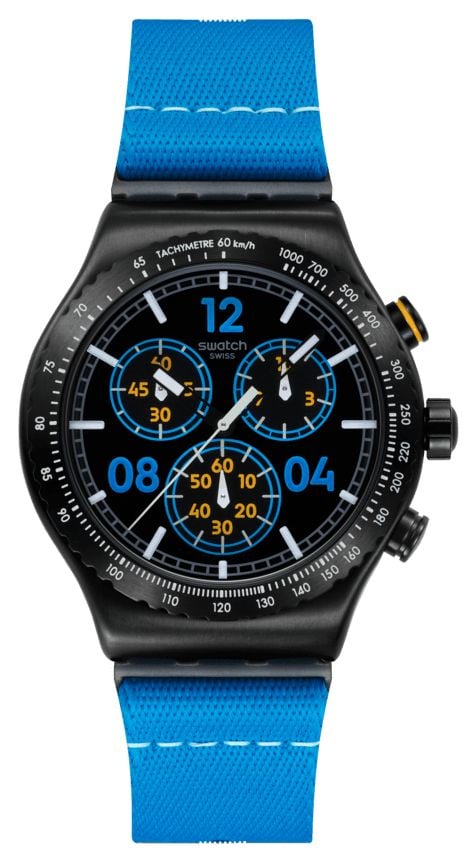 Swatch Moments in blue (43 mm) cadran noir / bracelet montre