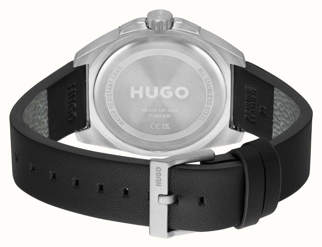 Hugo Raz HUGO Men's #VISIT | Black Dial | Black Leather Strap 1530301 - First ...