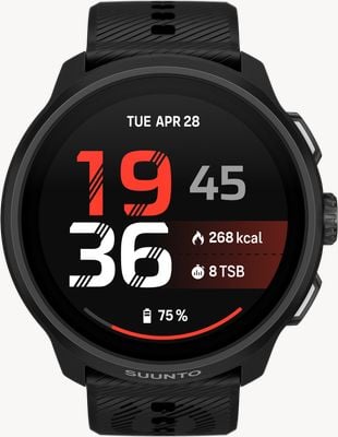 Suunto Orologio da corsa Run 2 leggero AMOLED - 64GB (46mm) nero totale - cinturino in silicone SS051639000