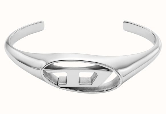 ★DIESEL★ Oval D Logo Cuff Bracelet DX1597040 Diesel Men's Silver Oval D Logo Bangle DX1597040 - First