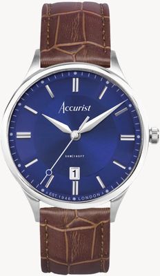 Accurist Men's Classic (37mm) Blue Dial / Brown Leather Strap 73005