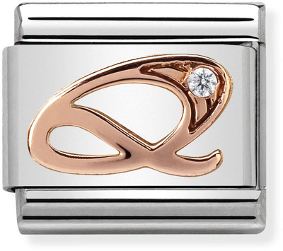 Nomination Classic Letter Q 9ct Rose Gold & Steel Charm 430310/17