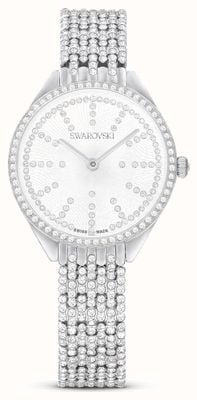 Swarovski Reloj de pulsera de acero inoxidable con esfera plateada y engaste de cristales para mujer (30 mm) 5644062