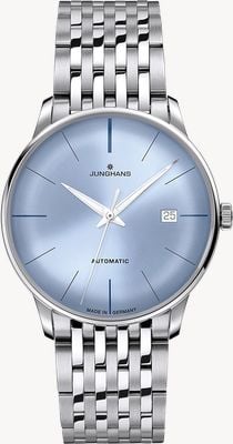 Junghans Meister automatique (40,4 mm) cadran bleu clair soleillé / bracelet en acier inoxydable 27/4610.46