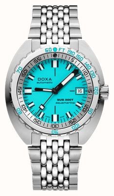 DOXA Cadran emblématique bleu clair aigue-marine Sub 300t (42,5 mm) / bracelet grain de riz en acier inoxydable 840.10.241.10