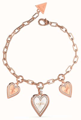 Guess Women's Love Me Tender Rose Gold-Tone Charm Bracelet UBB03235RHRGL