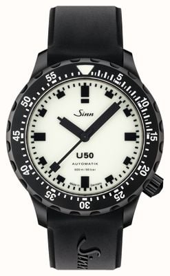 Sinn Edição limitada U50 s l - mostrador luminoso de 500 peças (41 mm) / pulseira de silicone preta 1050.0203 BLACK SILICONE