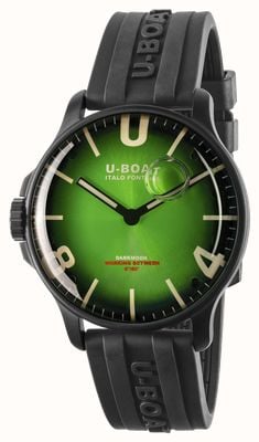 U-Boat Darkmoon pvd (44 mm) mostrador soleil verde nobre / pulseira de borracha vulcanizada preta 8698/B