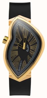 Exaequo Melting Watch Revolve IP żółte złoto (33 mm) czarna tarcza / czarny silikonowy pasek EX 0032.0001