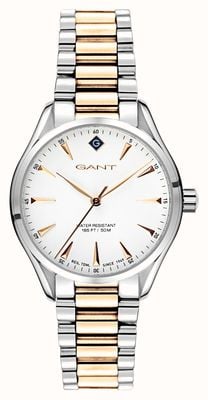 GANT Mostrador branco Sharon (34 mm) / aço inoxidável pvd de dois tons G129004