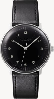 Junghans max bill Automatic (38mm) Matte Black Dial / Black Leather Strap 27.3400.02