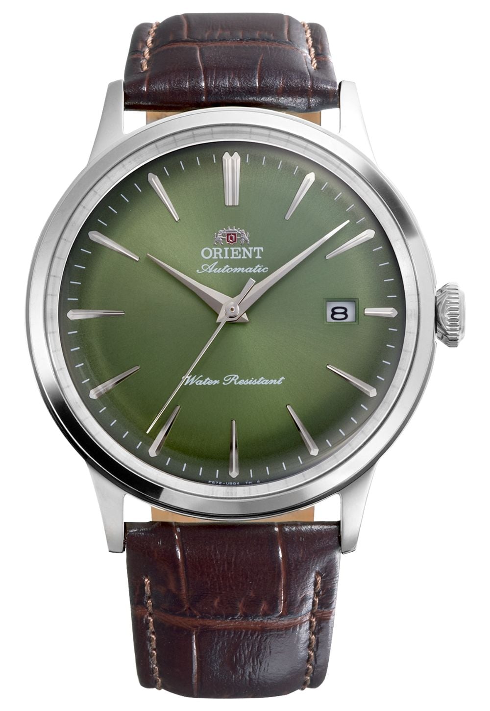 Orient Bambino Automatic 405mm Green Sunray Dial Brown Watch Orient Bambino Automatic 405mm Green Sunray Dial Brown Watch