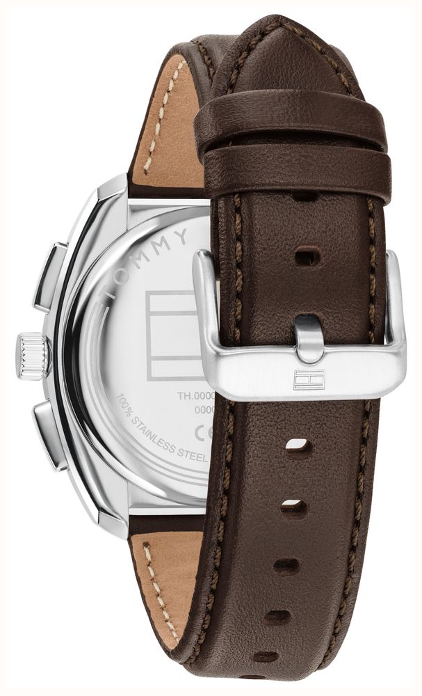 Tommy Hilfiger Cole Brown Leather White Sunray Dial Watch 1792270 - vista alternativa 3