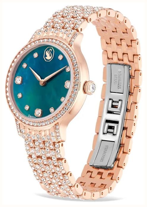 Swarovski Imber watch, Swiss Made, Metal bracelet, Green, Rose gold-tone finish 5746221 - alternate view 2