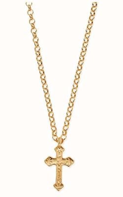 ChloBo MAN Belcher Chain Embossed Cross Necklace - Gold Plated GCBEL3505M