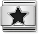 Nomination Classic Black Star Sterling Silver & Steel Enamel Charm 330202/05