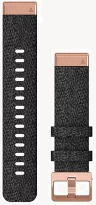 Garmin 仅限 Quickfit 20 表带，混色黑色尼龙，配玫瑰金五金配件 010-12874-00