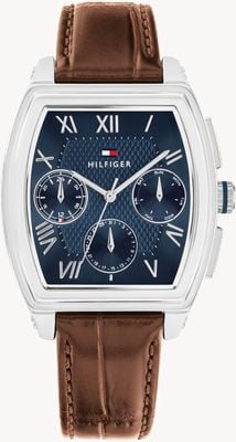 Tommy Hilfiger Th-Oxford multifunción (36 mm) esfera azul / correa de piel marrón 1710760