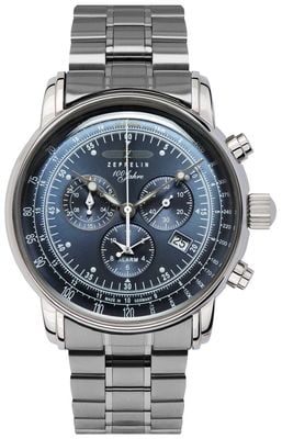 Zeppelin 100 Jahre Quartz Chronograph (42mm) Blue Dial / Stainless Steel Bracelet 7680MB-3