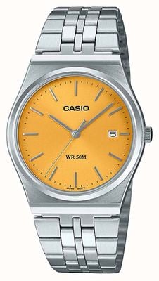 Casio MTP Series Analogue Quartz (35mm) Saffron Yellow Sunray Dial / Stainless Steel Bracelet MTP-B145D-9AVEF