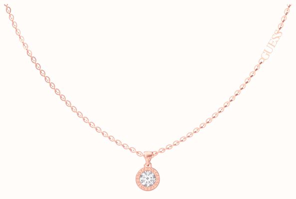 Guess Rose Gold Plated 16-18" Clear Crystal Charm Necklace JUBN02245JWRGT/U