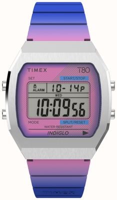 Timex Mostrador digital de 80 (36 mm) / pulseira de resina roxa TW2V74600